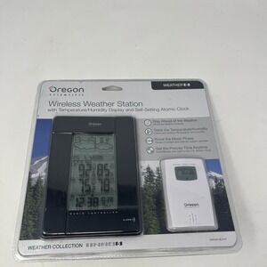 Oregon Scientific Wireless Weather Station Atomic Clock BAR388 Black New Sealed